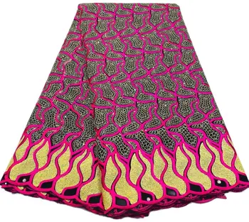 Швейцарская вуалевая кружевная ткань для пошива одежды, Африканская кружевная ткань, Нигерийское кружево с вышивкой, 5 ярдов