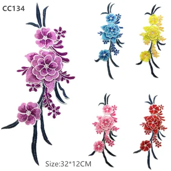 zsbszc 1 шт 32X12 см 5 цветов 3D патч этническая вышивка водорастворимый воротник цветок полый танцевальный патч аксессуары наклейки CC134