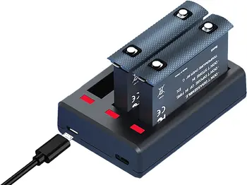 REYGEAK 2 Комплекта Сменных Аккумуляторов Insta 360 x3 емкостью 1800 мАч и 3-Канальное Светодиодное Быстрое Зарядное Устройство USB, Сменный Аккумулятор