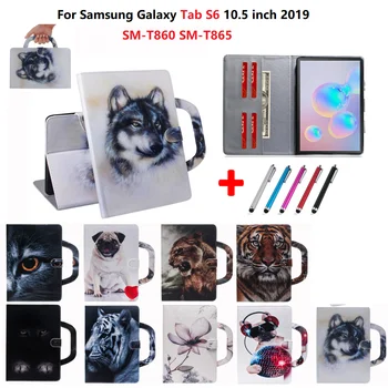 Для Samsung Galaxy Tab S6 10,5 дюймов 2019 SM-T860 SM-T865 Портативная Подставка Paint Wolf Funda Для Samsung Galaxy Tab S6 Чехол Для планшета