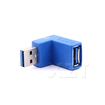С универсальным разъемом USB 3.0 типа A для мужчин и женщин, переходником, соединителем, высококачественным синим под прямым углом 90 градусов