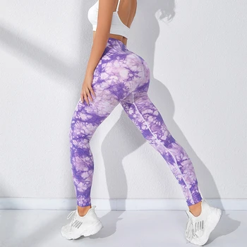 Новые женские бесшовные штаны для йоги с завязками, леггинсы с высокой талией, поднимающие бедра, спортивные быстросохнущие Дышащие штаны для фитнеса