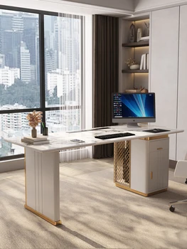 Современный высококачественный простой белый настольный светильник, роскошный компьютерный стол, небольшой бытовой стол в итальянском стиле из камня