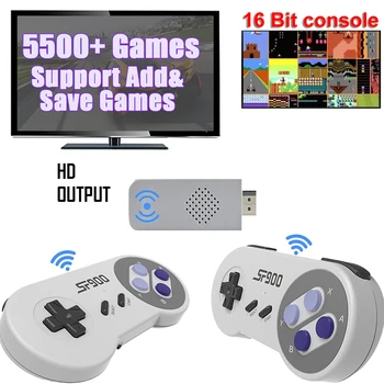 Игровая приставка SF900 в стиле ретро, видео-ТВ, игровая приставка с беспроводным контроллером, геймпад, встроенный в 5500 + игр, Портативные двойные плееры HD