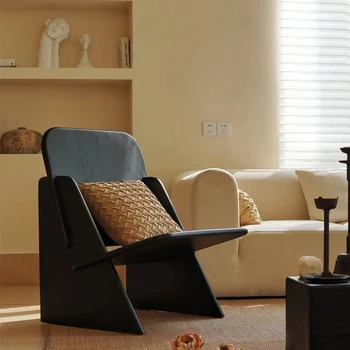 Деревянный Скандинавский стул для гостиной с откидной спинкой, Одноместный стул для ленивой гостиной, Дизайнерская Минималистичная мебель Woonkamer Stoelen