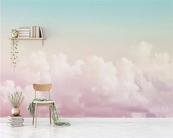 большие 3D обои wellyu на заказ, фантастические красивые обои для дивана с розовым небом и облаками, обои для гостиной