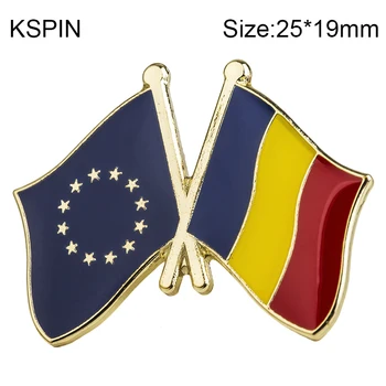 Значок с флагом дружбы ЕС и Румынии, брошь с национальным флагом, булавка для лацкана, международные дорожные булавки XY0073-4
