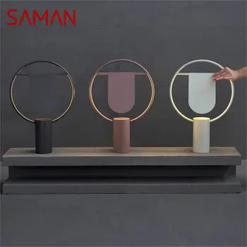 Настольная лампа SAMAN Nordic, современная простая модная настольная лампа Macaron, светодиодная для дома, спальни, гостиной, декоративная