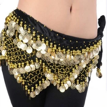 Женский шарф для танца живота с 268 монетами, юбка на талии и бедрах, костюмы для индийских танцев, 13 цветов танцевальной одежды