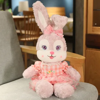 Милая / Мягкая/ Мультяшная / Плюшевая игрушка-кролик/Кукла-кролик с юбкой в цветочек и бантом/Подарок на день рождения для детей/Рождественский подарок