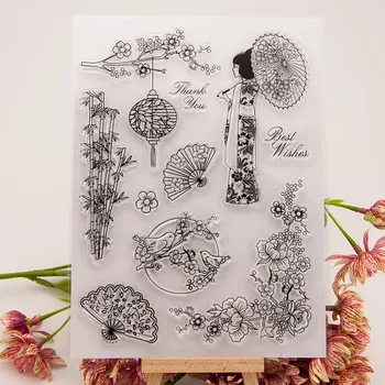 Прозрачные штампы в японском стиле в виде цветущей вишни, Бумага для вырезок, Прозрачные Украшения ручной работы, Подарки, Резиновый штамп, Сделай сам