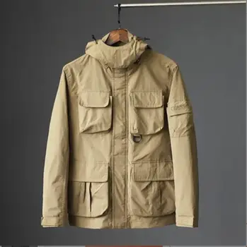 Весенне-осенняя уличная куртка-дождевик, мужская ветрозащитная, водонепроницаемая, с несколькими карманами, Модный рабочий костюм, тренд пальто