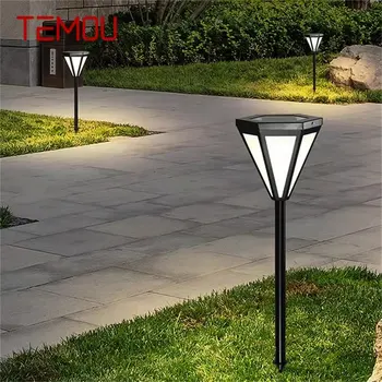 Уличная современная простая газонная лампа TEMOU, черное светодиодное освещение, Водонепроницаемый дом для сада виллы