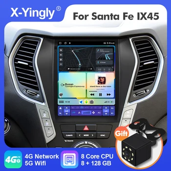 Автомобильный мультимедийный плеер Android 12 для Hyundai Santa Fe IX45 2013-2018, навигация в стиле Tesla, Apple Carplay 4G 2Din